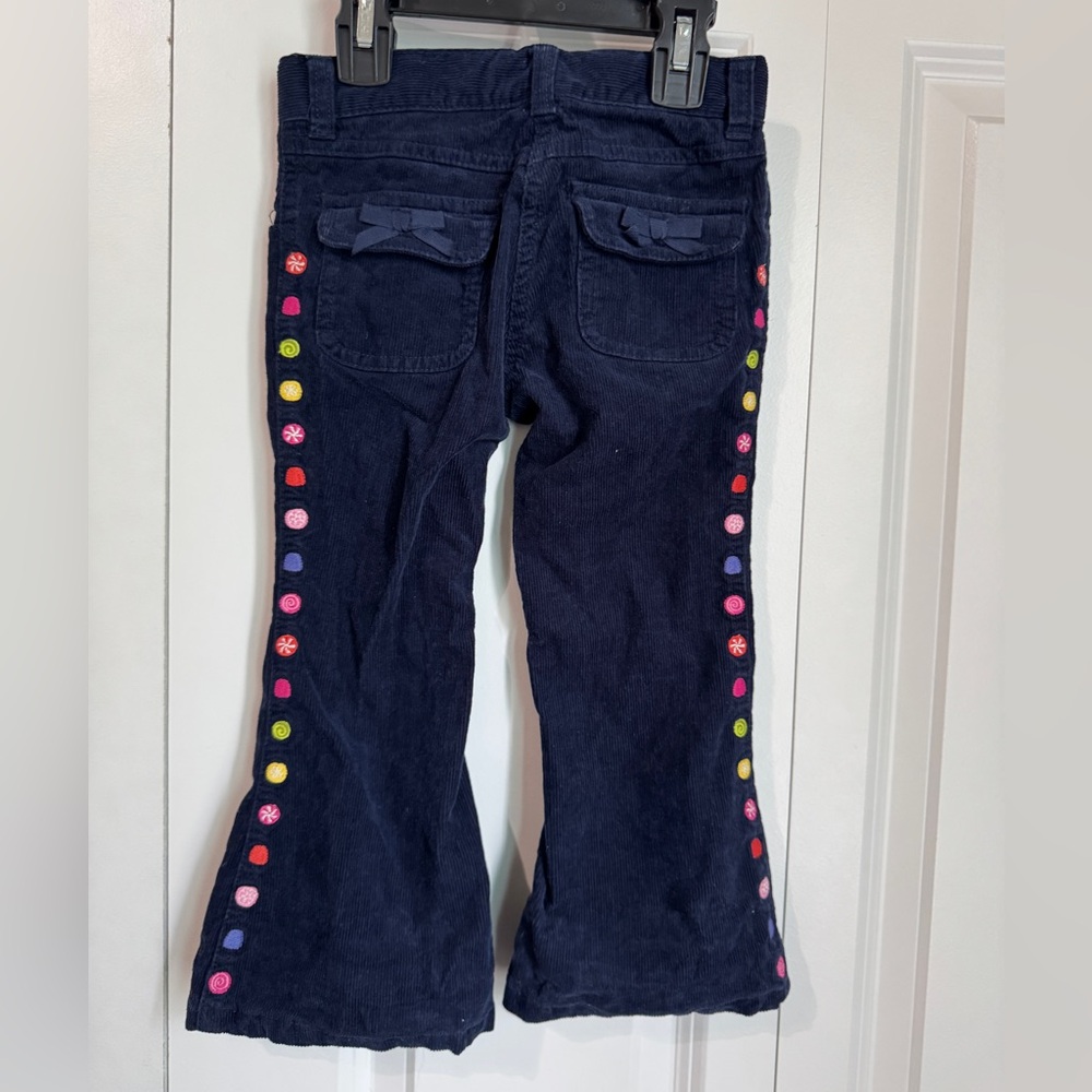 Vintage Gymboree Navy Corduroy Pants with embroidered candies
